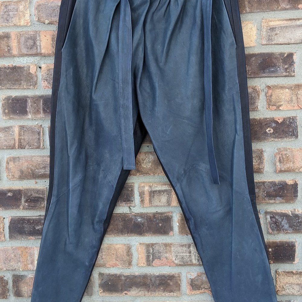 Helmut Lang lamb leather gray/black pants